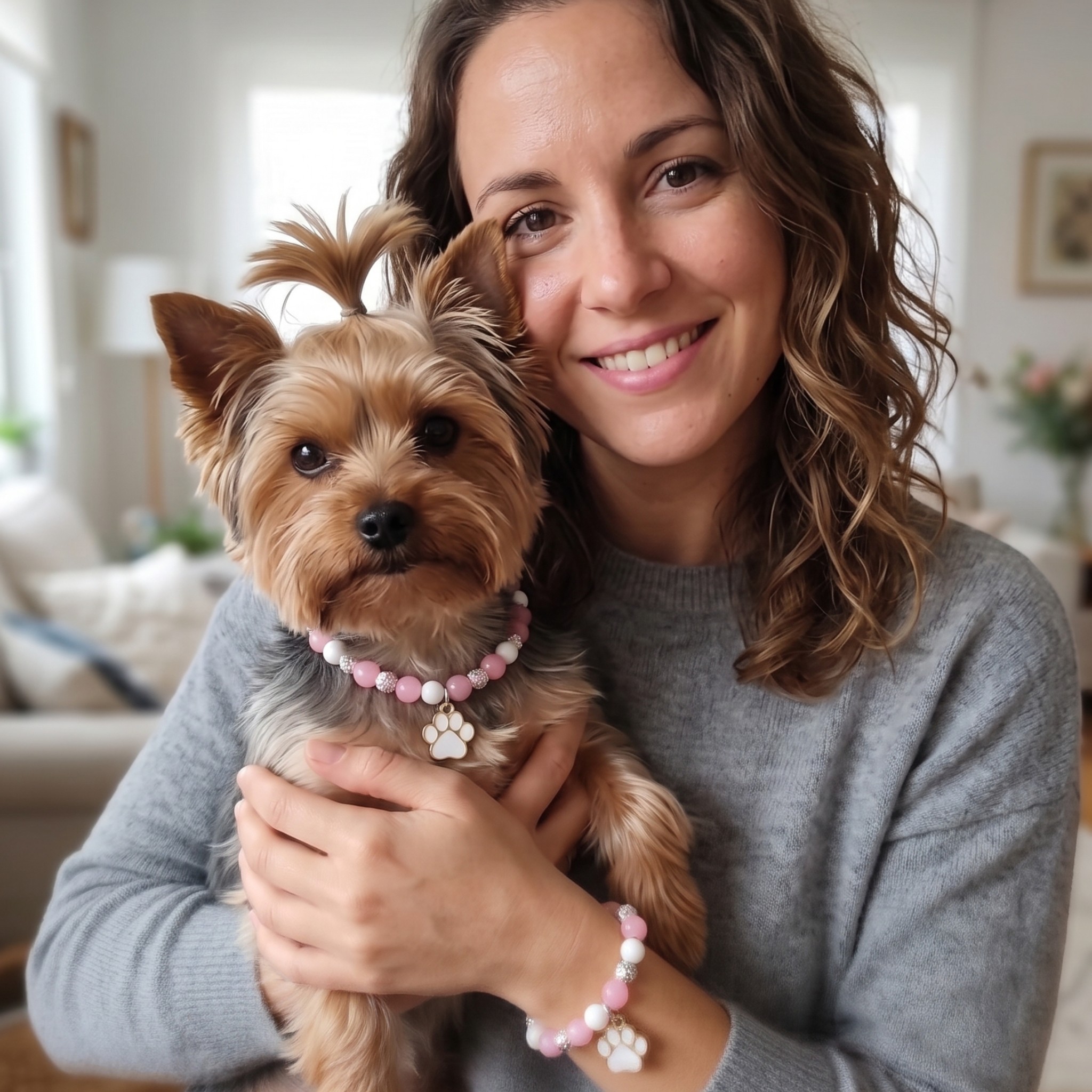 Set Coordinato "Anima Gemella" – Collana per Cane e Bracciale per Padrone in Pietre Gaia e Conchiglia